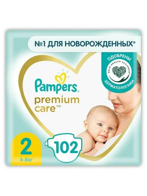 Подгузники Памперс Premium Care Mini 102шт, размер 2